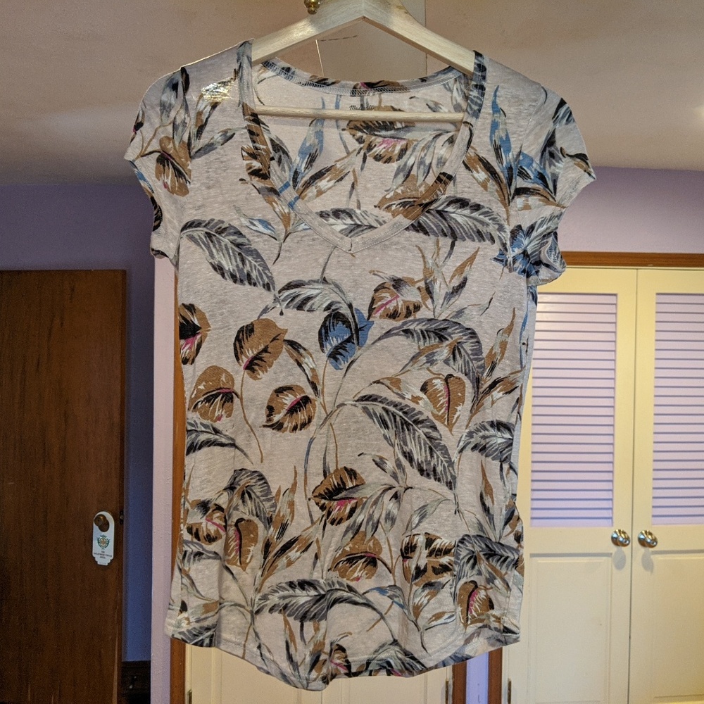 NWT Madewell Linen Floral Tee
